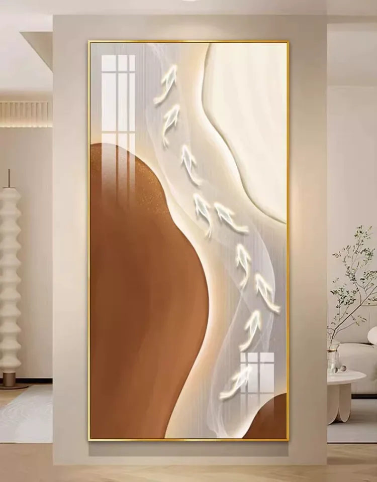 鱼 单幅 装饰画 奶油风 玄关背景墙挂画 晶瓷画