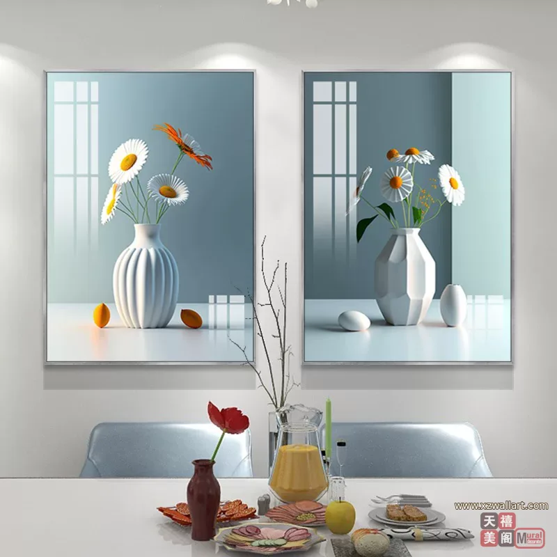 抽象 单幅 装饰画 奶油风 餐厅背景墙挂画 晶瓷画