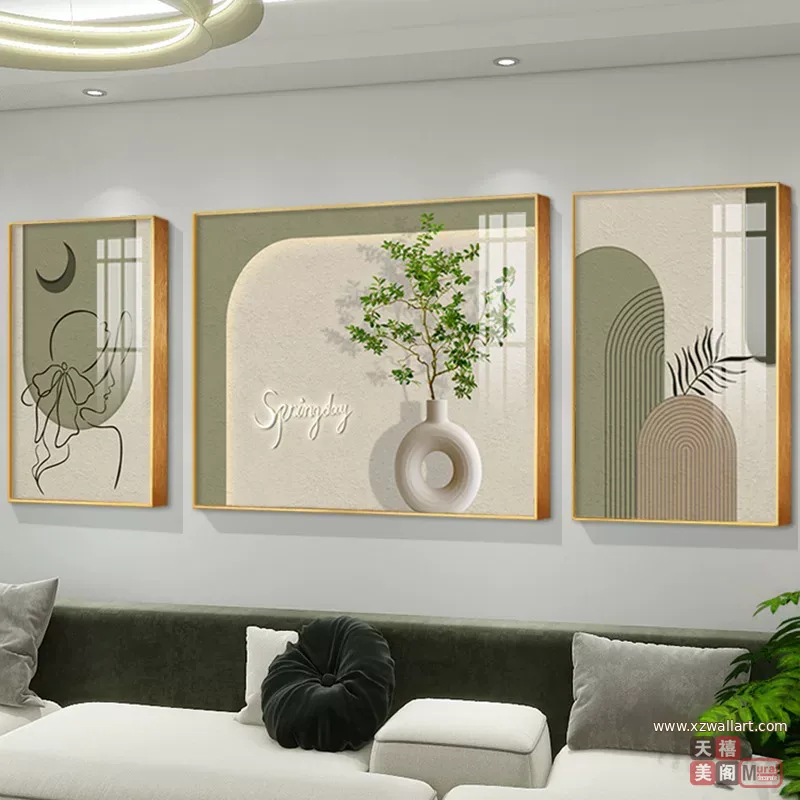 抽象 单幅 装饰画 奶油风 客厅背景墙挂画 晶瓷画