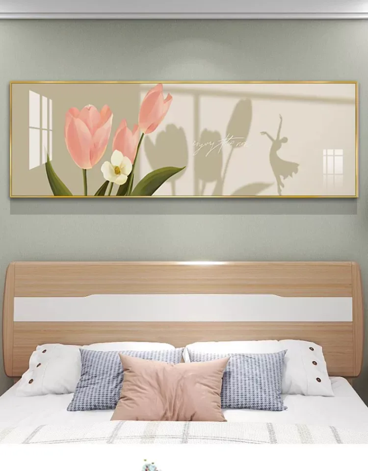 花 单幅 装饰画 奶油风 卧室背景墙挂画 晶瓷画