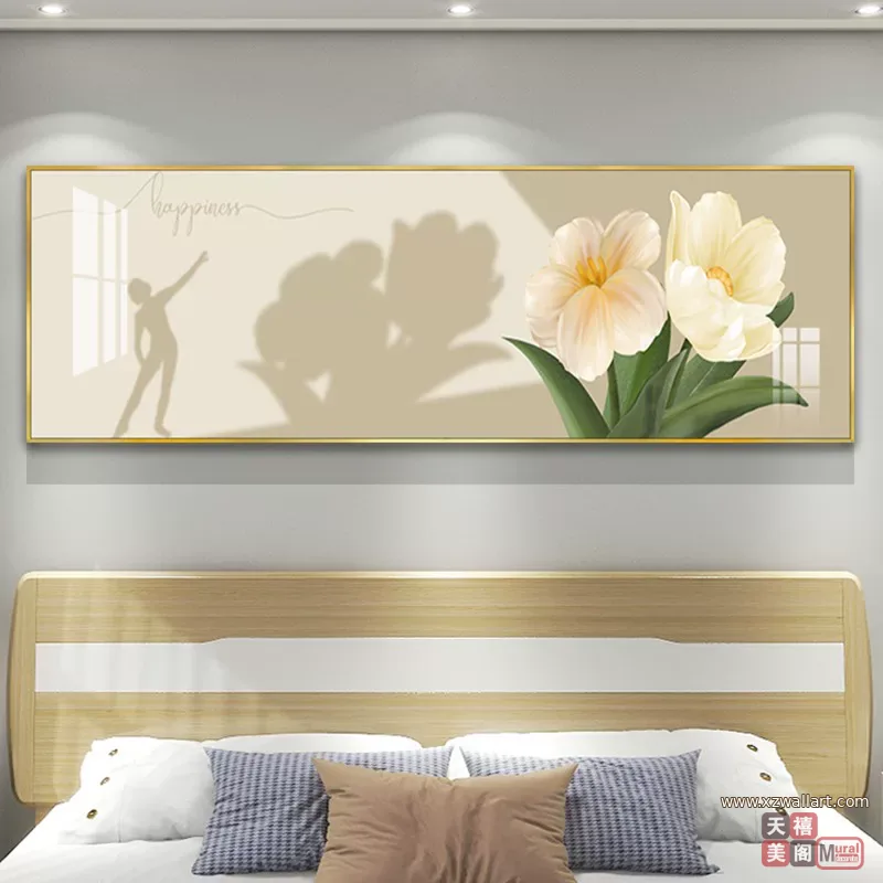 花 单幅 装饰画 奶油风 卧室背景墙挂画 晶瓷画