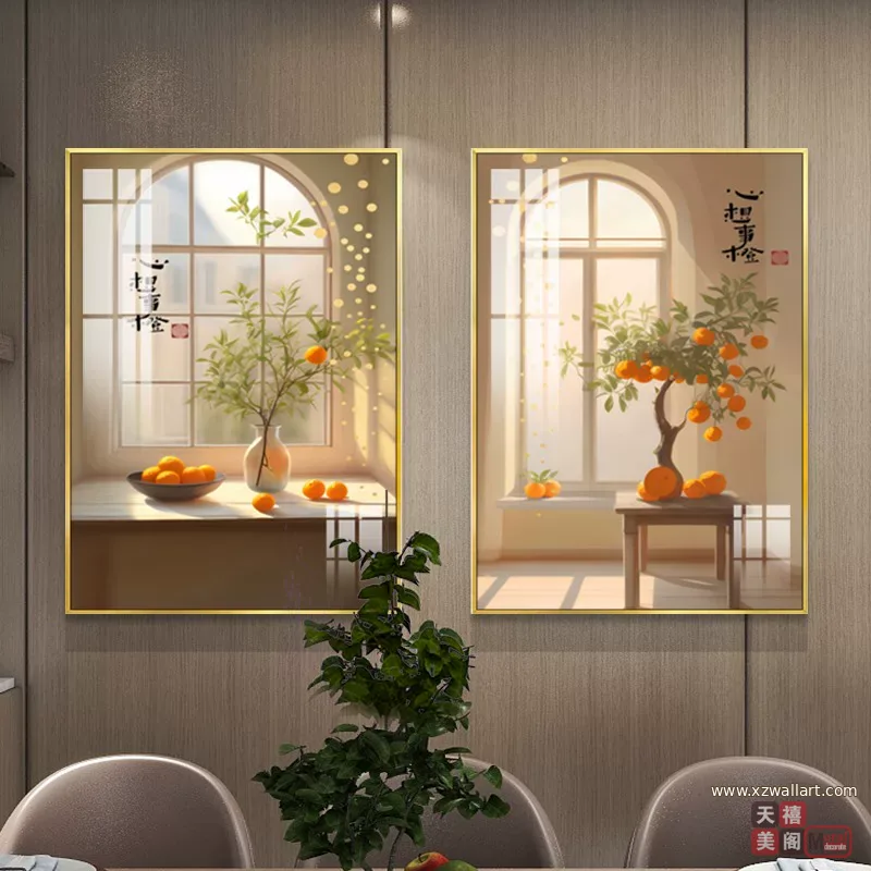 抽象 单幅 装饰画 现代简约 餐厅背景墙挂画 晶瓷画
