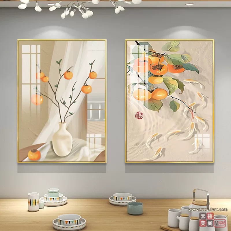 抽象 单幅 装饰画 现代简约 餐厅背景墙挂画 晶瓷画