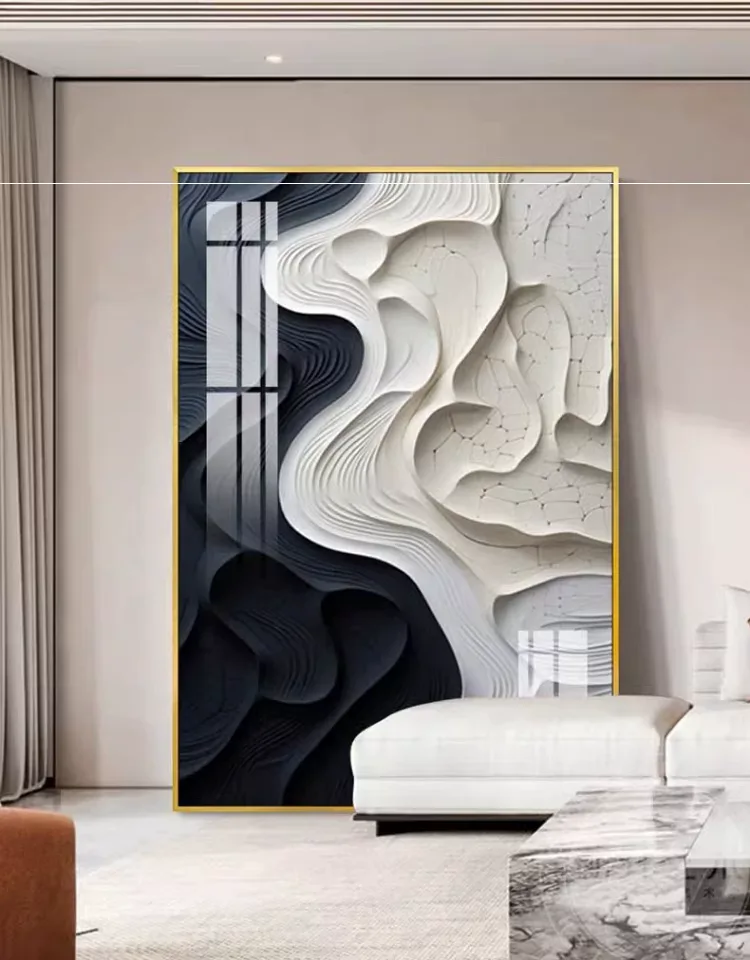 抽象 单幅 装饰画 奶油风 玄关背景墙挂画 晶瓷画