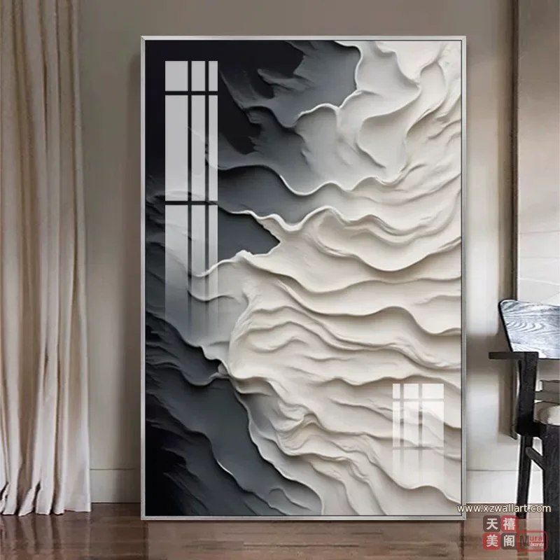 抽象 单幅 装饰画 奶油风 玄关背景墙挂画 晶瓷画