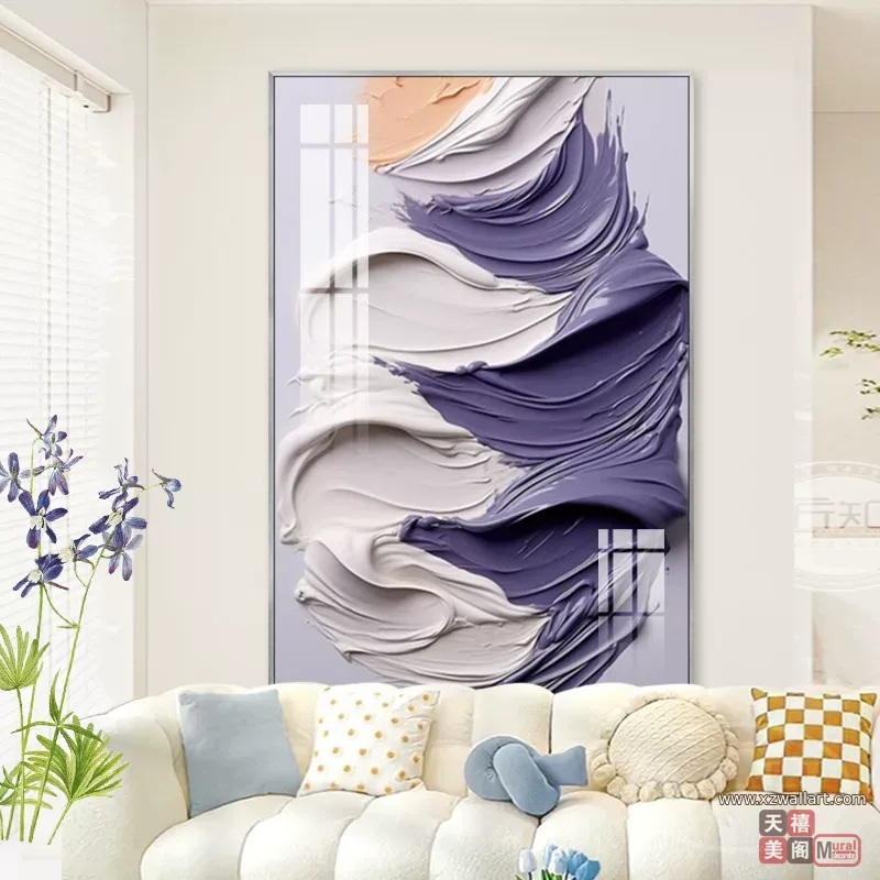 抽象 单幅 装饰画 奶油风 玄关背景墙挂画 晶瓷画