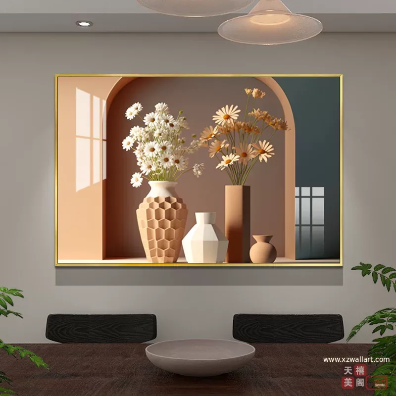 抽象 单幅 装饰画 奶油风 餐厅背景墙挂画 晶瓷画