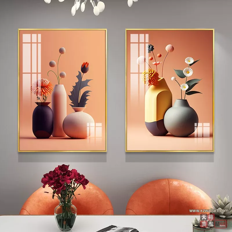 抽象 单幅 装饰画 奶油风 餐厅背景墙挂画 晶瓷画