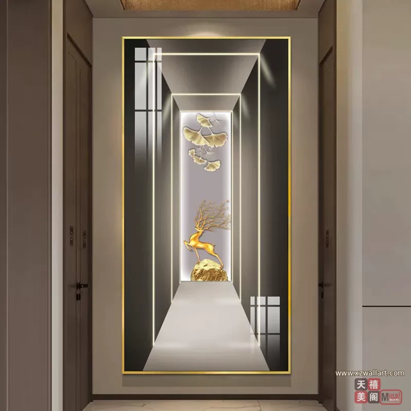 抽象 单幅 装饰画 轻奢风 玄关背景墙挂画 晶瓷画