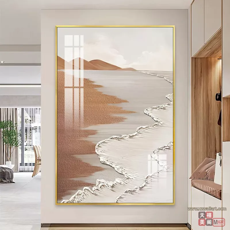 抽象 单幅 装饰画 奶油风 客厅背景墙挂画 晶瓷画