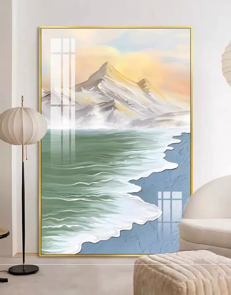 抽象 单幅 装饰画 奶油风 客厅背景墙挂画 晶瓷画