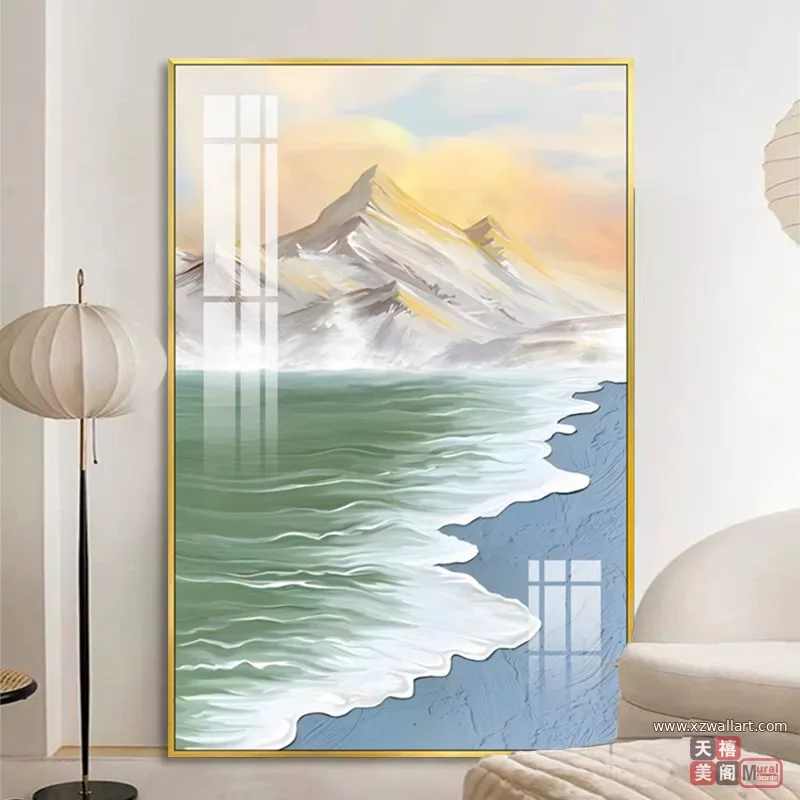 抽象 单幅 装饰画 奶油风 客厅背景墙挂画 晶瓷画