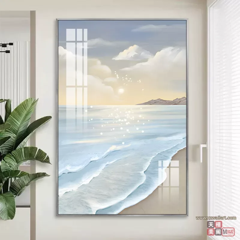抽象 单幅 装饰画 奶油风 客厅背景墙挂画 晶瓷画
