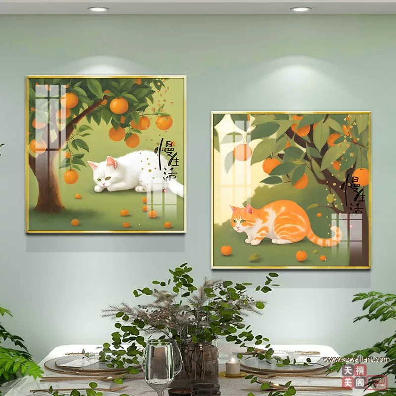 抽象 单幅 装饰画 奶油风 餐厅背景墙挂画 晶瓷画