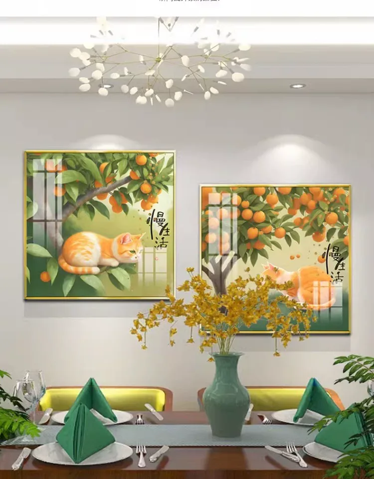 抽象 单幅 装饰画 奶油风 餐厅背景墙挂画 晶瓷画