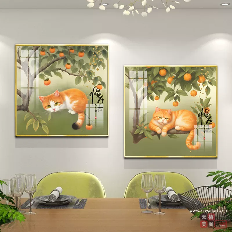 抽象 单幅 装饰画 奶油风 餐厅背景墙挂画 晶瓷画