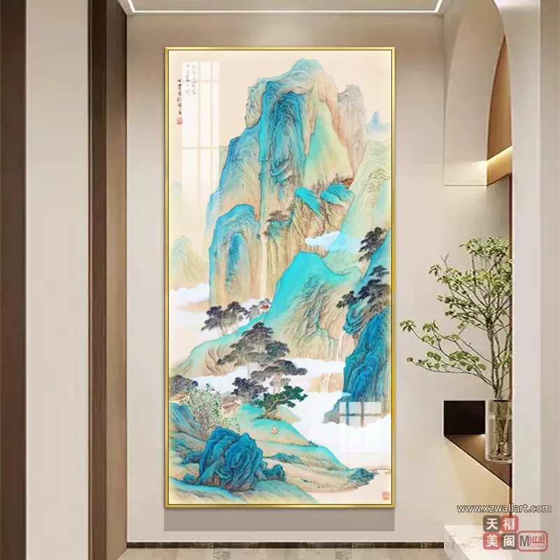 山水 单幅 装饰画 新中式 玄关背景墙挂画 晶瓷画