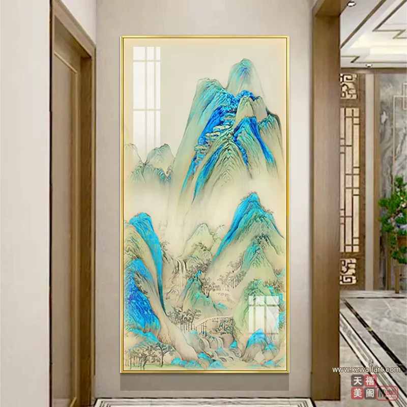 山水 单幅 装饰画 新中式 玄关背景墙挂画 晶瓷画