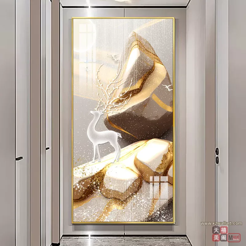 抽象 单幅 装饰画 奶油风 玄关背景墙挂画 晶瓷画