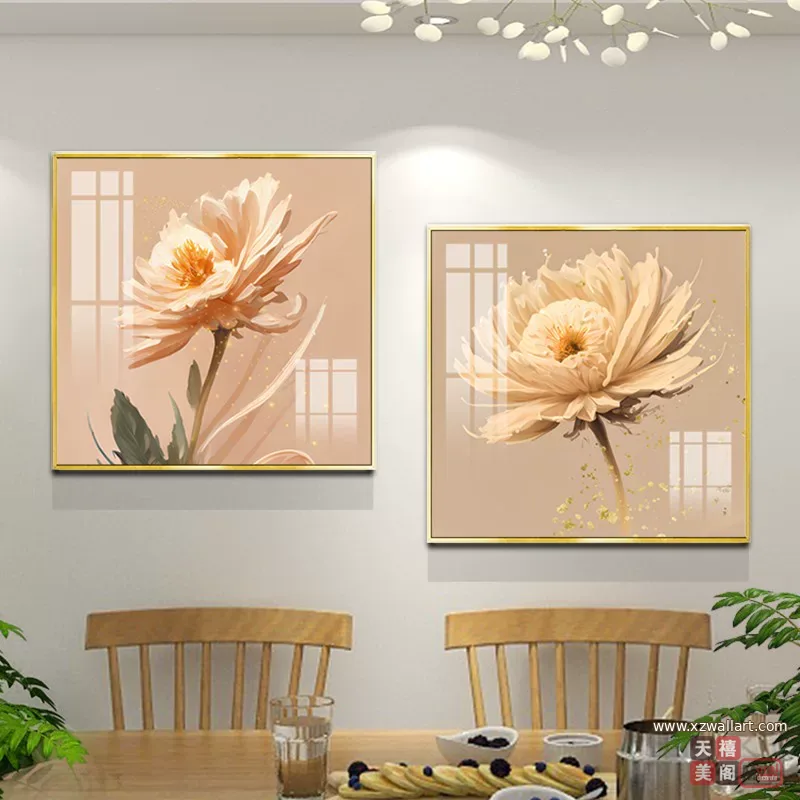 花 单幅 装饰画 现代简约 餐厅背景墙挂画 晶瓷画