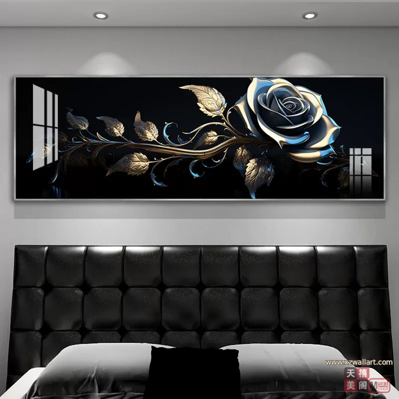 抽象 单幅 装饰画 轻奢风 卧室背景墙挂画 晶瓷画