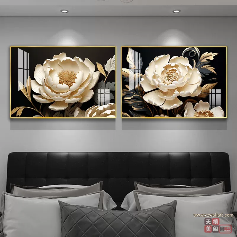 花 单幅 装饰画 现代简约 卧室背景墙挂画 晶瓷画