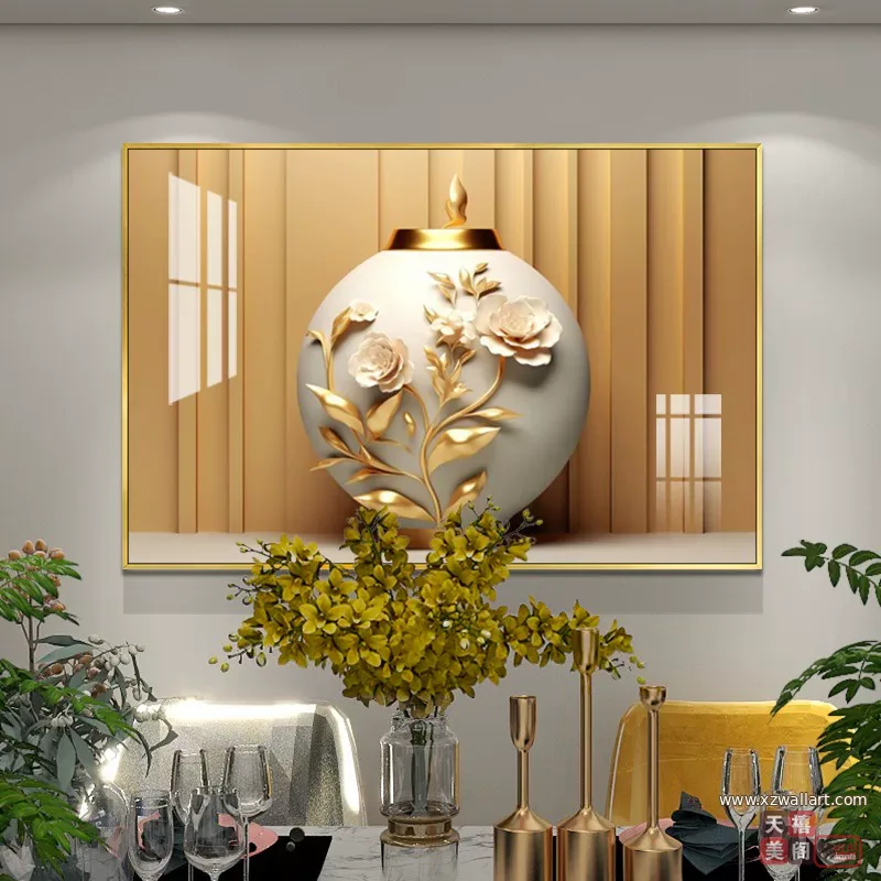 抽象 单幅 装饰画 轻奢风 餐厅背景墙挂画 晶瓷画