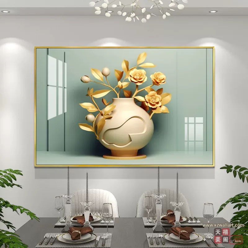 抽象 单幅 装饰画 轻奢风 餐厅背景墙挂画 晶瓷画