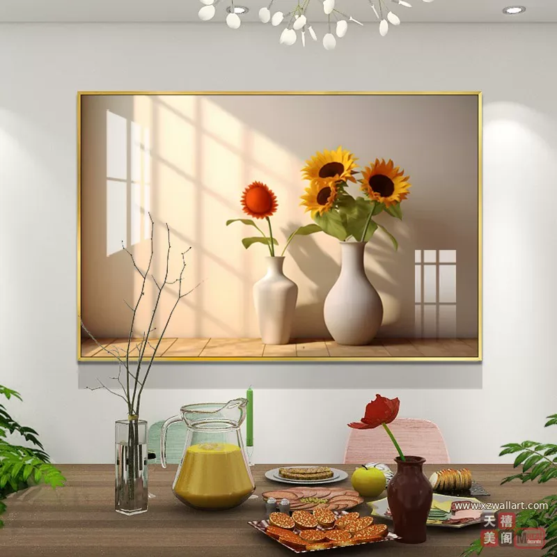 抽象 单幅 装饰画 奶油风 餐厅背景墙挂画 晶瓷画
