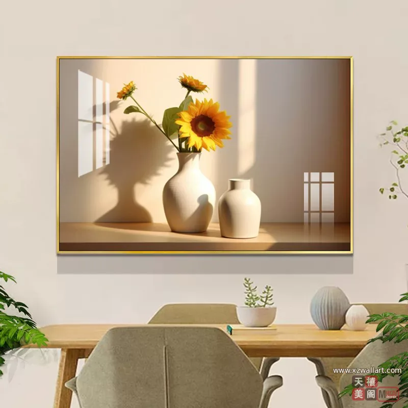 抽象 单幅 装饰画 奶油风 餐厅背景墙挂画 晶瓷画