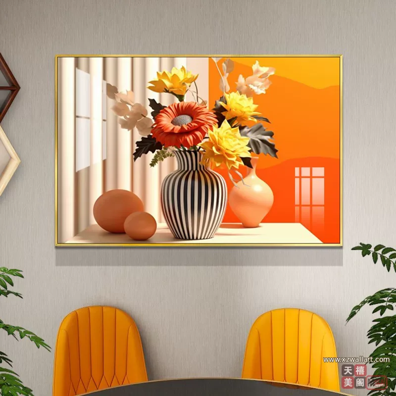 抽象 单幅 装饰画 轻奢风 餐厅背景墙挂画 晶瓷画