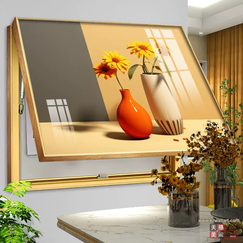 向日葵 单幅 装饰画 轻奢风 客厅背景墙挂画 晶瓷画