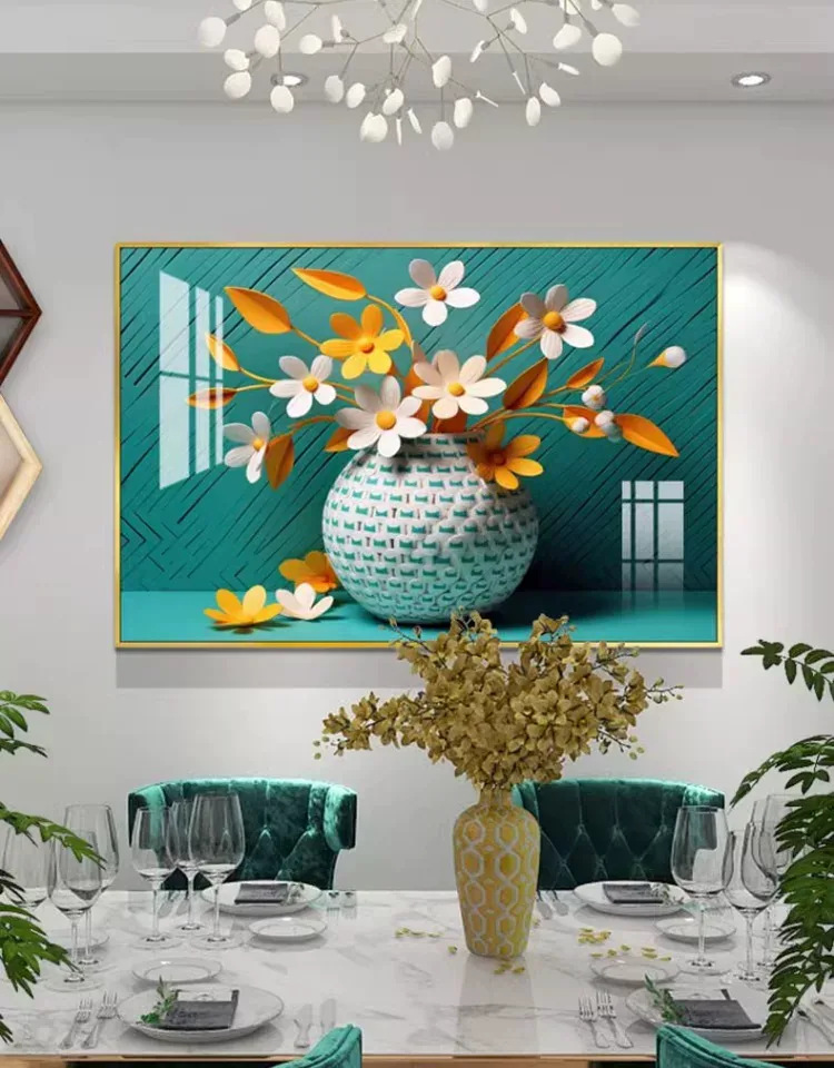 抽象 单幅 装饰画 北欧风 餐厅背景墙挂画 晶瓷画