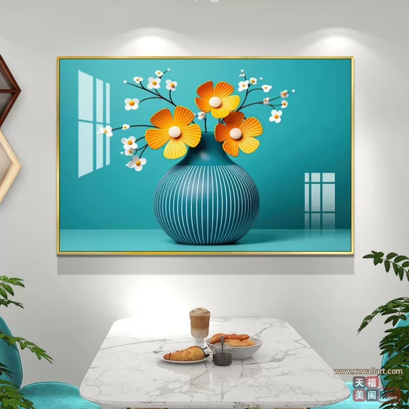 抽象 单幅 装饰画 北欧风 餐厅背景墙挂画 晶瓷画