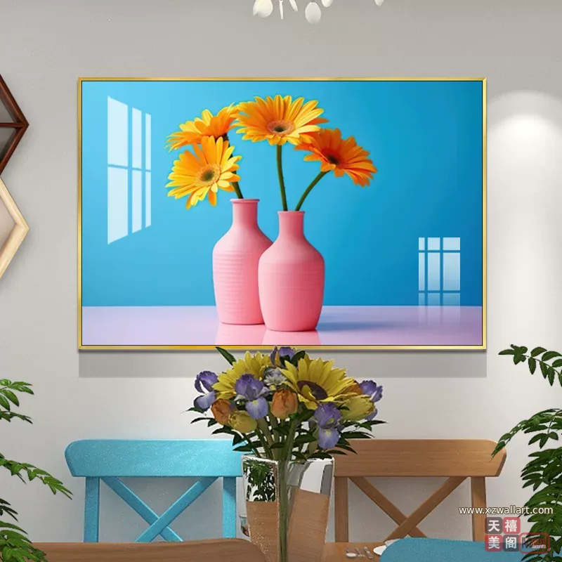 抽象 单幅 装饰画 北欧风 餐厅背景墙挂画 晶瓷画
