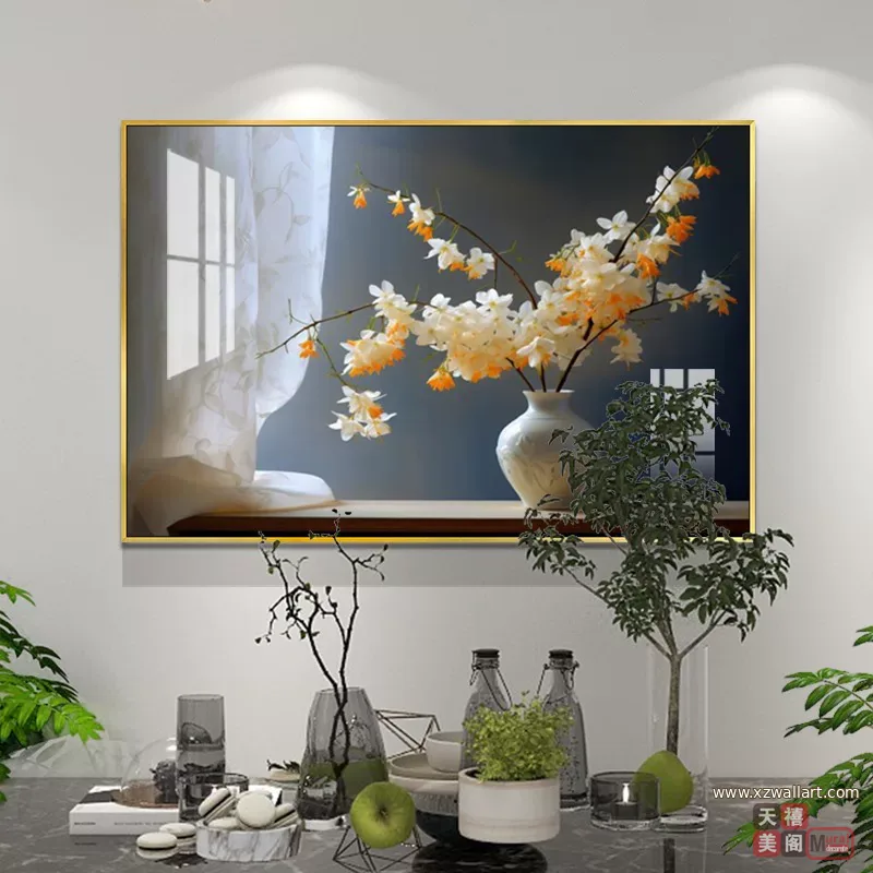抽象 单幅 装饰画 轻奢风 餐厅背景墙挂画 晶瓷画