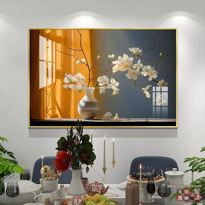 抽象 单幅 装饰画 轻奢风 餐厅背景墙挂画 晶瓷画
