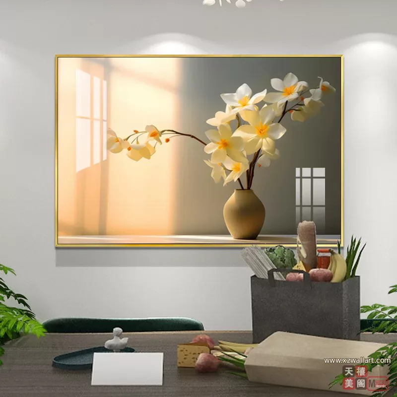 抽象 单幅 装饰画 轻奢风 餐厅背景墙挂画 晶瓷画