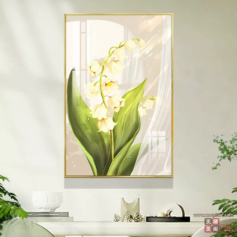 花 单幅 装饰画 奶油风 餐厅背景墙挂画 晶瓷画