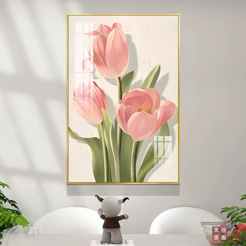 花 单幅 装饰画 奶油风 餐厅背景墙挂画 晶瓷画