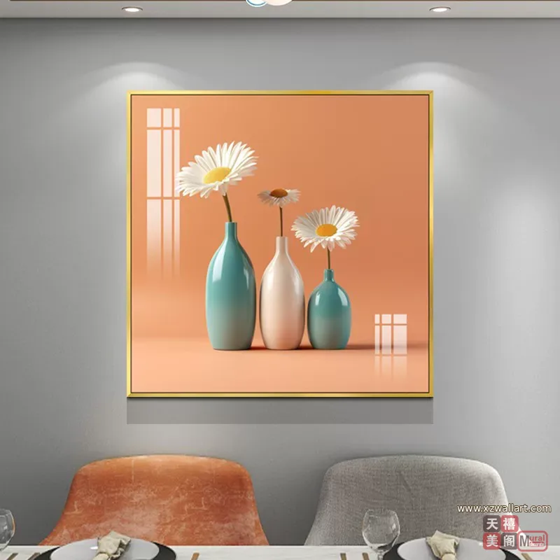 抽象 单幅 装饰画 北欧风 餐厅背景墙挂画 晶瓷画