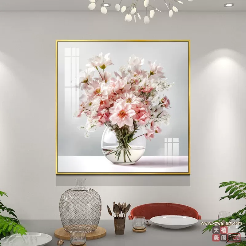 花 单幅 装饰画 轻奢风 餐厅背景墙挂画 晶瓷画