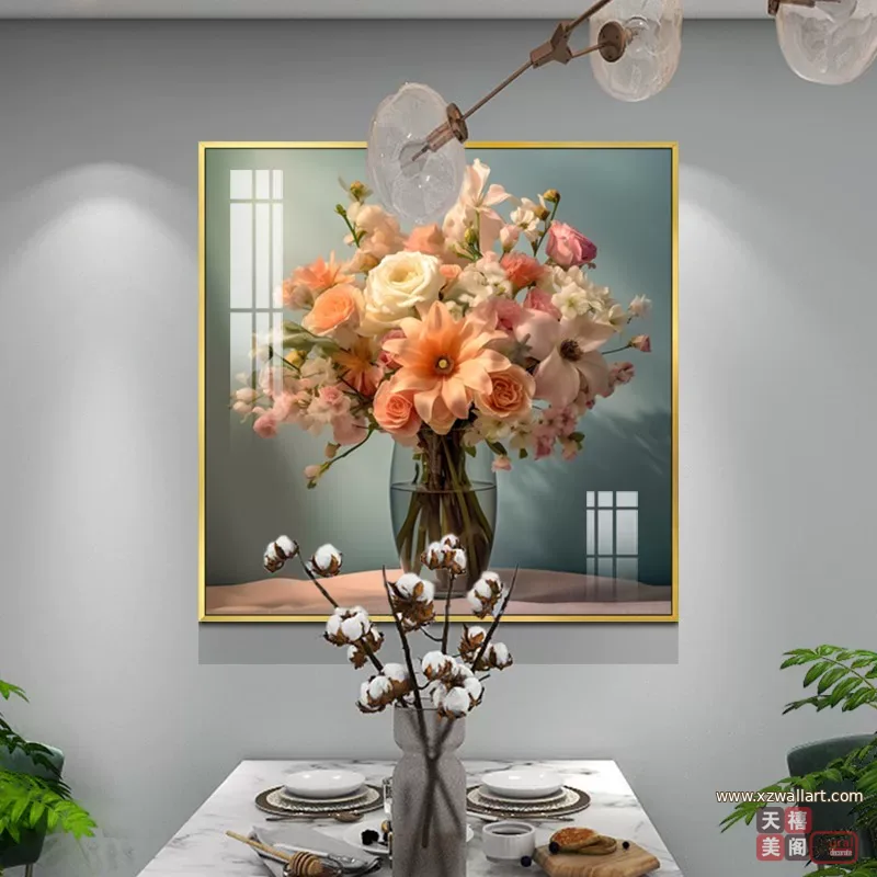 花 单幅 装饰画 轻奢风 餐厅背景墙挂画 晶瓷画