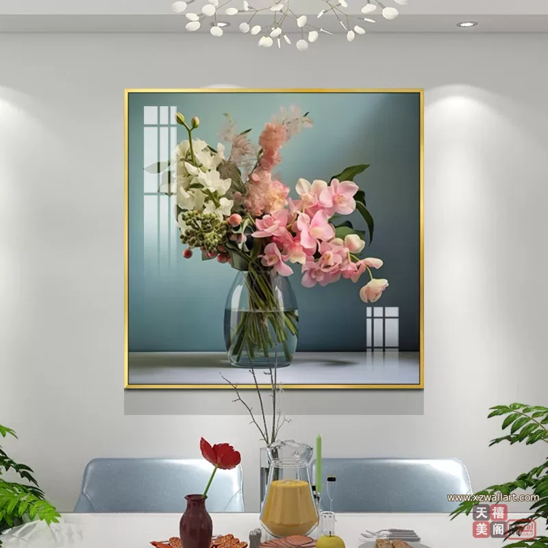 花 单幅 装饰画 轻奢风 餐厅背景墙挂画 晶瓷画