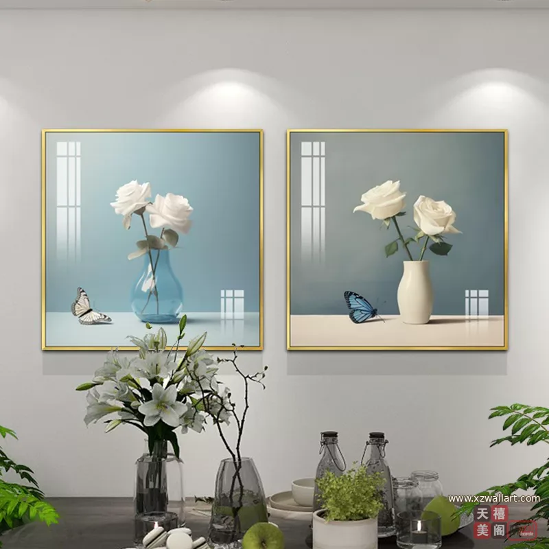抽象 单幅 装饰画 轻奢风 餐厅背景墙挂画 晶瓷画
