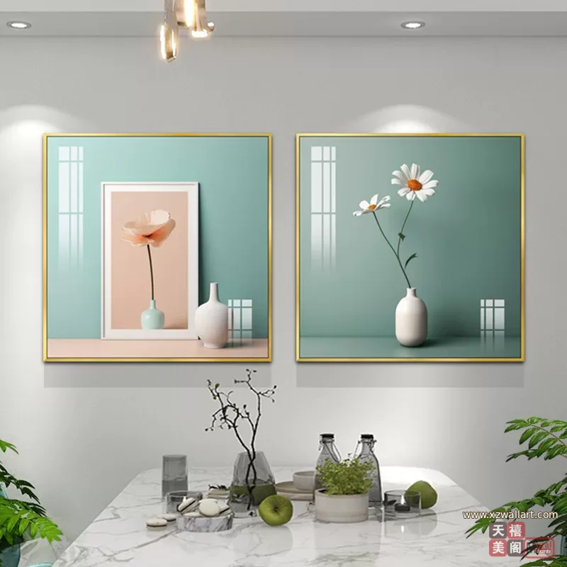 抽象 单幅 装饰画 轻奢风 餐厅背景墙挂画 晶瓷画