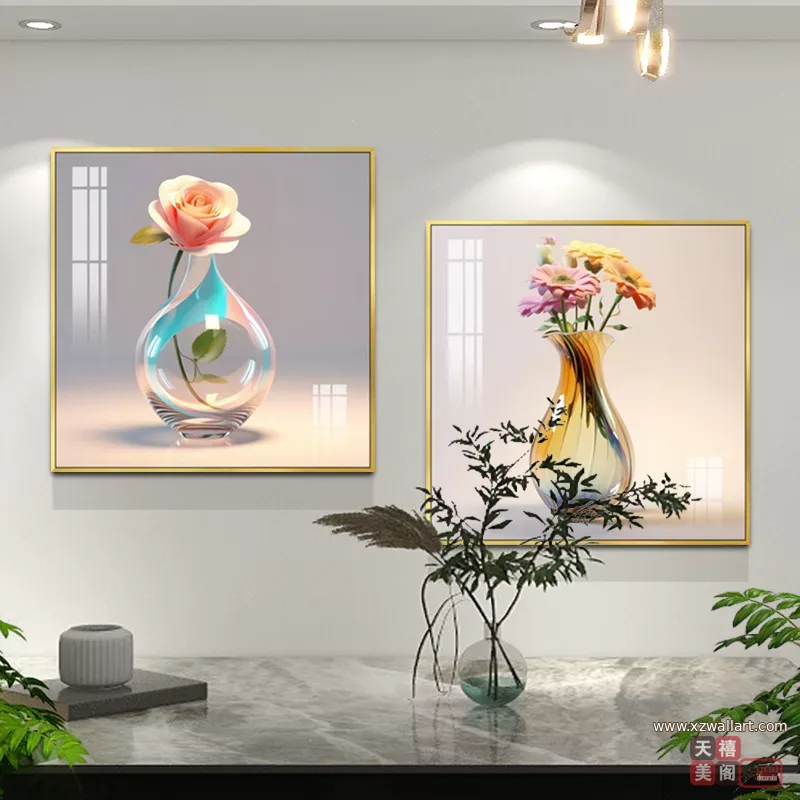 抽象 单幅 装饰画 现代简约 餐厅背景墙挂画 晶瓷画