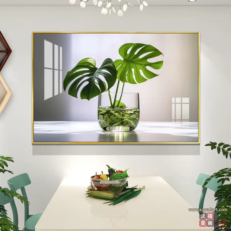 抽象 单幅 装饰画 北欧风 餐厅背景墙挂画 晶瓷画