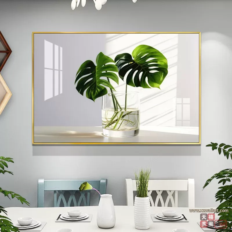 抽象 单幅 装饰画 北欧风 餐厅背景墙挂画 晶瓷画