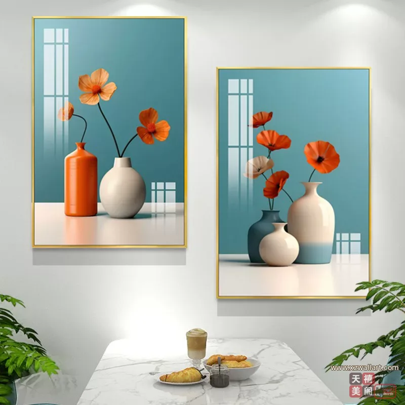 抽象 单幅 装饰画 北欧风 餐厅背景墙挂画 晶瓷画